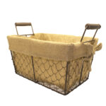 Μεταλλικό τετράγωνο Καλάθι Δώρου με Λινάτσα, 24x14x11,5 cm