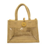 Τσαντάκι Λινάτσα Μπεζ Με Παράθυρο 18x9,5x12,5 cm